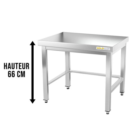 Table inox soubassement 600 x 500 mm avec renfort / GOLDINOX