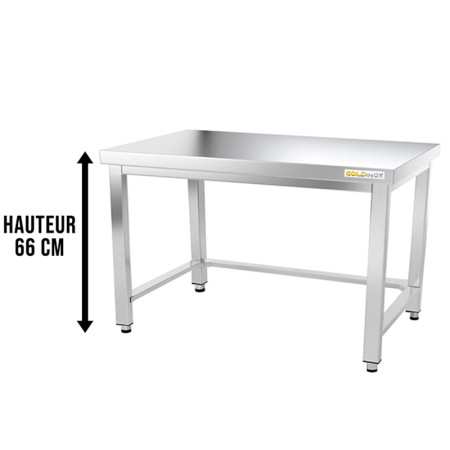 Table inox soubassement 1000 x 500 mm avec renfort / GOLDINOX