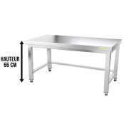 Table inox soubassement 1400 x 500 mm avec renfort / GOLDINOX