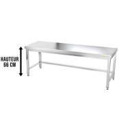 Table inox soubassement 1800 x 500 mm avec renfort / GOLDINOX