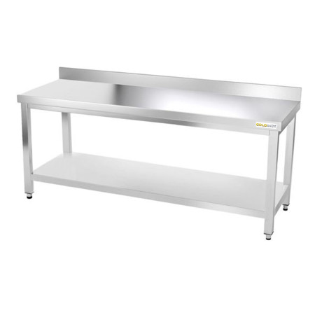 Table inox 2000 x 600 mm adossée PREMIUM / GOLDINOX