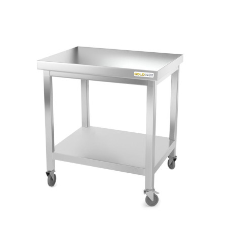 Table inox 600 x 600 mm sur roulettes PREMIUM / GOLDINOX