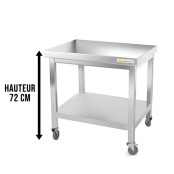 Table inox soubassement 700 x 600 mm sur roulettes / GOLDINOX 