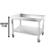 Table inox soubassement 1000 x 600 mm sur roulettes / GOLDINOX 