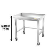 Table inox soubassement 700 x 600 mm avec renfort sur roulettes / GOLDINOX 