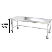 Table inox soubassement 1800 x 600 mm avec renfort sur roulettes / GOLDINOX 