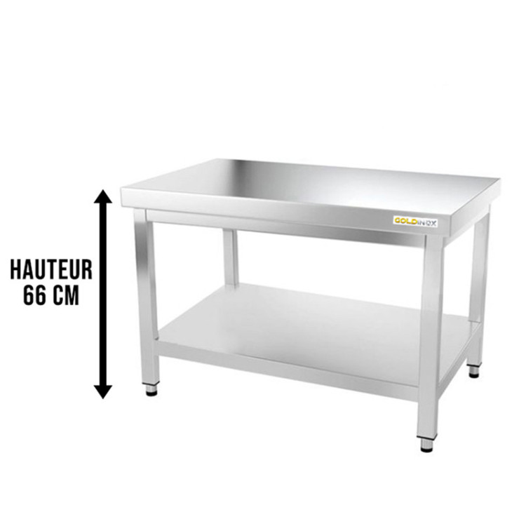 Table inox soubassement 1000 x 600 mm / GOLDINOX 