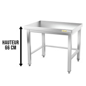 Table inox soubassement 600 x 600 mm avec renfort / GOLDINOX 