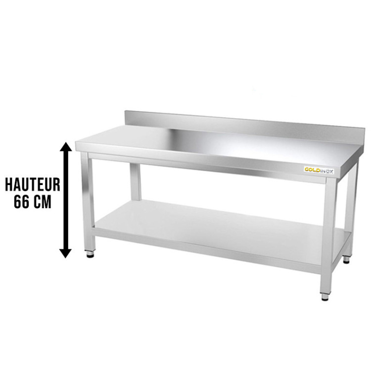 Table inox soubassement 1500 x 600 mm adossée / GOLDINOX 