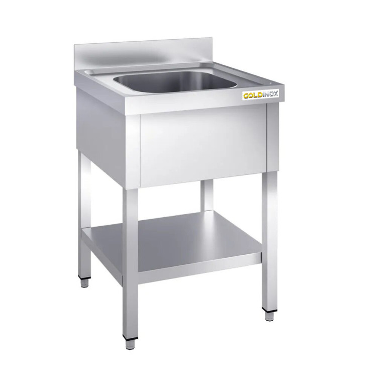 Plonge inox 1 bac - 600 x 600 mm PREMIUM / GOLDINOX