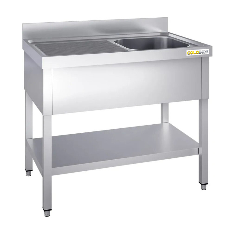 Plonge inox 1 bac - 1200 x 600 mm égouttoir gauche PREMIUM / GOLDINOX