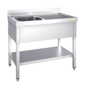 Plonge inox 1 bac - 1000 x 600 mm égouttoir droite PREMIUM / GOLDINOX