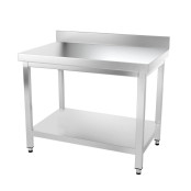 Table inox 1000 x 800 mm adossée avec renfort / GOLDINOX