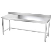 Table inox 2000 x 800 mm adossée avec renfort / GOLDINOX