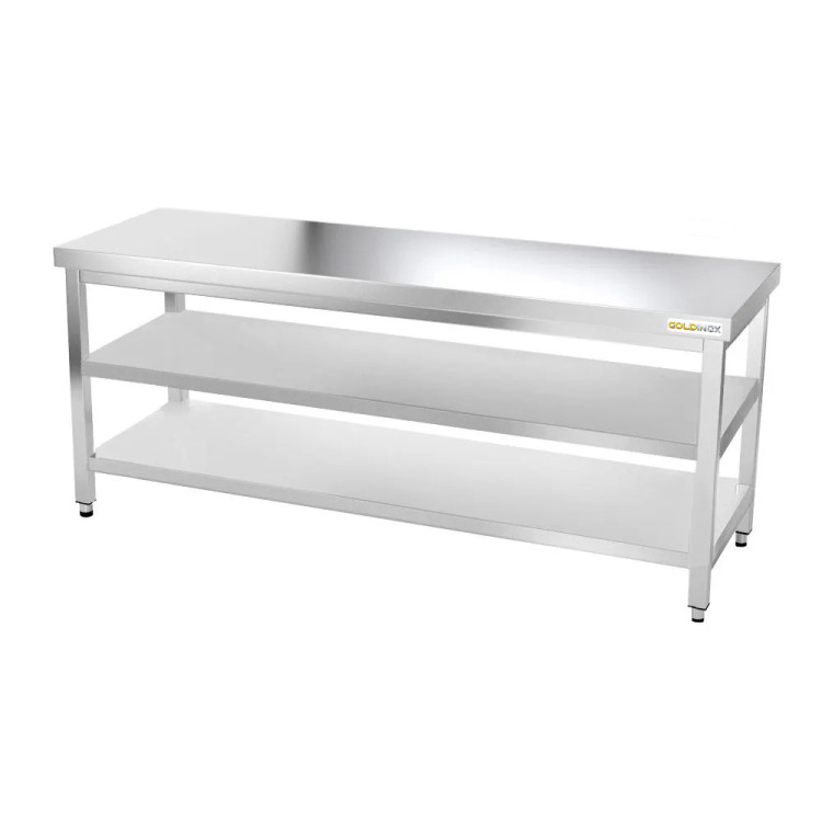 Table inox 1800 x 800 mm avec 2 étagères / GOLDINOX