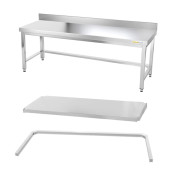 Table inox soubassement 1800 x 800 mm adossée avec renfort / GOLDINOX 