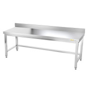 Table inox soubassement 2000 x 800 mm adossée avec renfort / GOLDINOX 