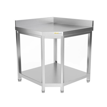 Table inox d'angle 1000 x 700 mm adossée / GOLDINOX