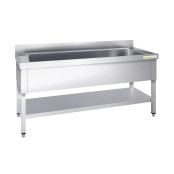 Plonge inox grande cuve 1000x600mm avec 1 bac PREMIUM - GOLDINOX