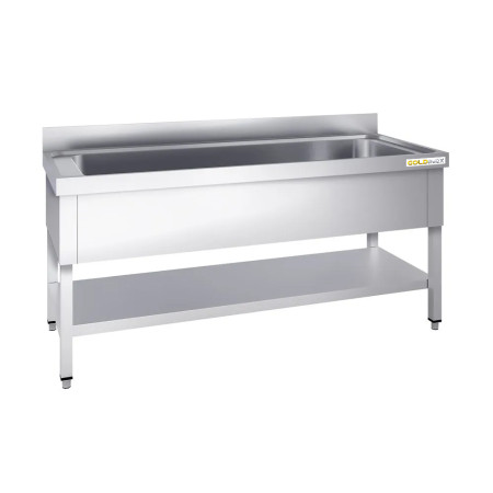 Plonge inox grande cuve 1000x600mm avec 1 bac PREMIUM - GOLDINOX