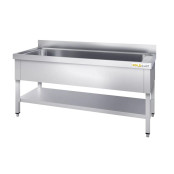 Plonge inox grande cuve 1000x600mm avec 1 bac PREMIUM - GOLDINOX