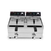 Friteuse électrique à poser professionnelle 10 + 10 Litres avec robinet de vidange (230V) IDEAL - GOLDINOX