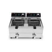 Friteuse électrique à poser professionnelle 10 + 10 Litres avec robinet de vidange (230V) IDEAL - GOLDINOX