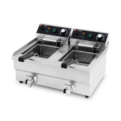Friteuse électrique à poser professionnelle 10 + 10 Litres avec robinet de vidange (230V) IDEAL - GOLDINOX
