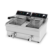 Friteuse électrique à poser professionnelle 10 + 10 Litres avec robinet de vidange (230V) IDEAL - GOLDINOX