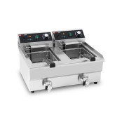 Friteuse électrique à poser professionnelle 10 + 10 Litres avec robinet de vidange (230V) IDEAL - GOLDINOX