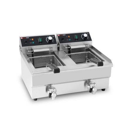 Friteuse électrique à poser professionnelle 10 + 10 Litres avec robinet de vidange (230V) IDEAL - GOLDINOX