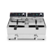 Friteuse électrique à poser professionnelle 13 + 13 Litres avec robinet de vidange (230V) IDEAL - GOLDINOX