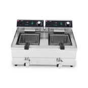 Friteuse électrique à poser professionnelle 13 + 13 Litres avec robinet de vidange (230V) IDEAL - GOLDINOX