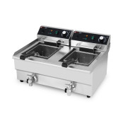 Friteuse électrique à poser professionnelle 13 + 13 Litres avec robinet de vidange (230V) IDEAL - GOLDINOX