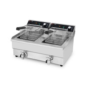 Friteuse électrique à poser professionnelle 13 + 13 Litres avec robinet de vidange (230V) IDEAL - GOLDINOX