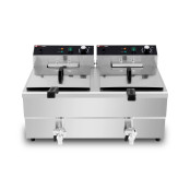 Friteuse électrique à poser professionnelle 16 + 16 Litres avec robinet de vidange (400V) IDEAL - GOLDINOX