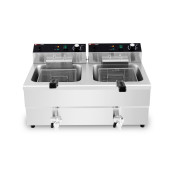 Friteuse électrique à poser professionnelle 16 + 16 Litres avec robinet de vidange (400V) IDEAL - GOLDINOX