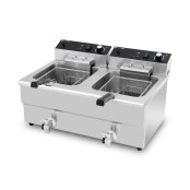 Friteuse électrique à poser professionnelle 16 + 16 Litres avec robinet de vidange (400V) IDEAL - GOLDINOX