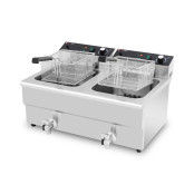 Friteuse électrique à poser professionnelle 16 + 16 Litres avec robinet de vidange (400V) IDEAL - GOLDINOX