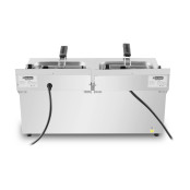 Friteuse électrique à poser professionnelle 16 + 16 Litres avec robinet de vidange (400V) IDEAL - GOLDINOX
