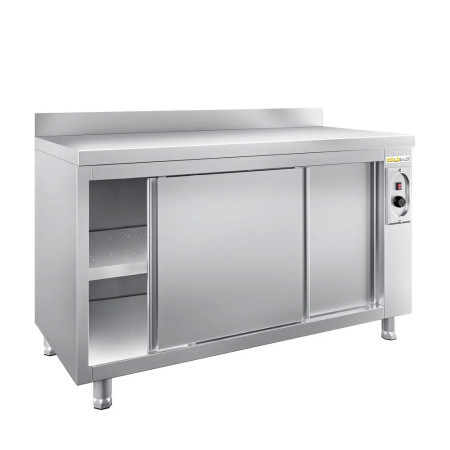 Meuble bas inox chauffant 1400 x 600 mm adossée PREMIUM / GOLDINOX