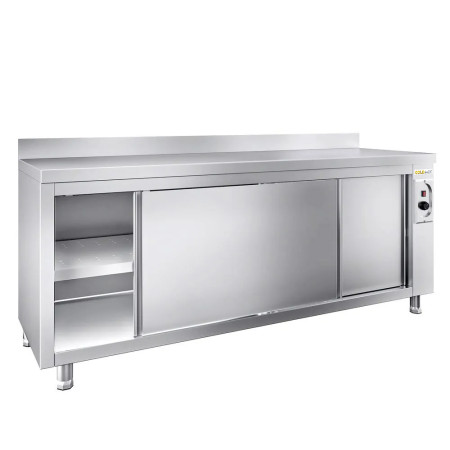 Meuble bas inox chauffant 2000 x 600 mm adossée PREMIUM / GOLDINOX