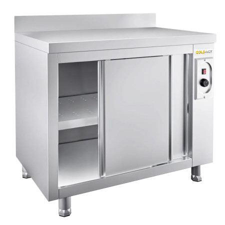 Meuble bas inox chauffant 1000 x 700 mm adossée PREMIUM / GOLDINOX