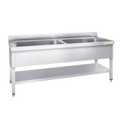 Plonge inox grande cuve 1600x600mm avec 2 bacs PREMIUM - GOLDINOX