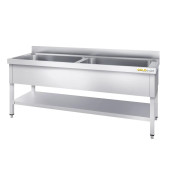 Plonge inox grande cuve 1600x600mm avec 2 bacs PREMIUM - GOLDINOX