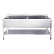 Plonge inox grande cuve 1600x600mm avec 2 bacs PREMIUM - GOLDINOX