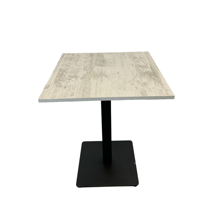 Table complète 70x70 cm Blanc Antique avec pied de table noir / GOLDINOX