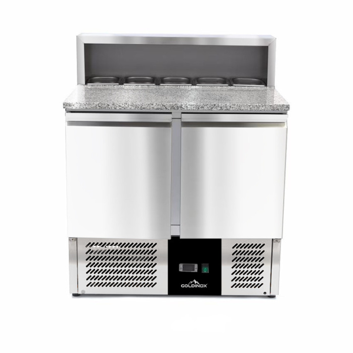 Meuble à pizza réfrigérée compact 2 portes (5 x 1/6) PREMIUM - GOLDINOX