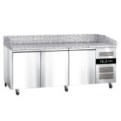 Meuble à pizza réfrigéré Tropicalisée avec granit 3 portes PREMIUM - GOLDINOX