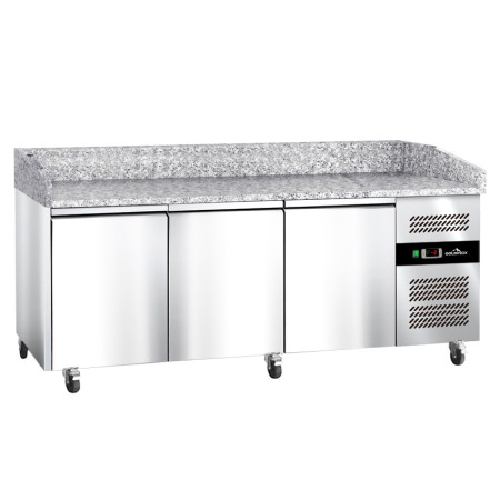 Meuble à pizza réfrigéré Tropicalisée avec granit 3 portes PREMIUM - GOLDINOX